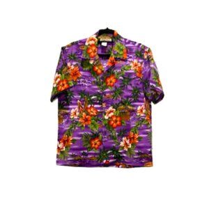 KOKO HEAD HAWAII Hawaiian Shirt Unisex Purple Hibiscus NWOT Generous Adult XS